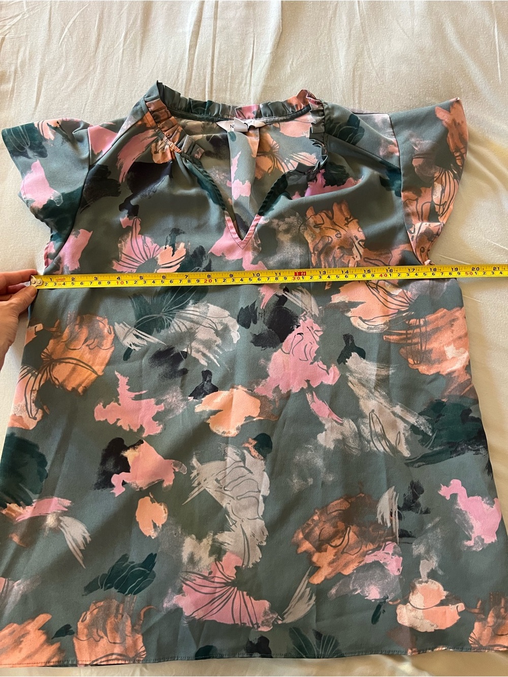 Nine West Multicolor Floral Print Blouse in Teal, Pink, Orange - Picture 4 of 7